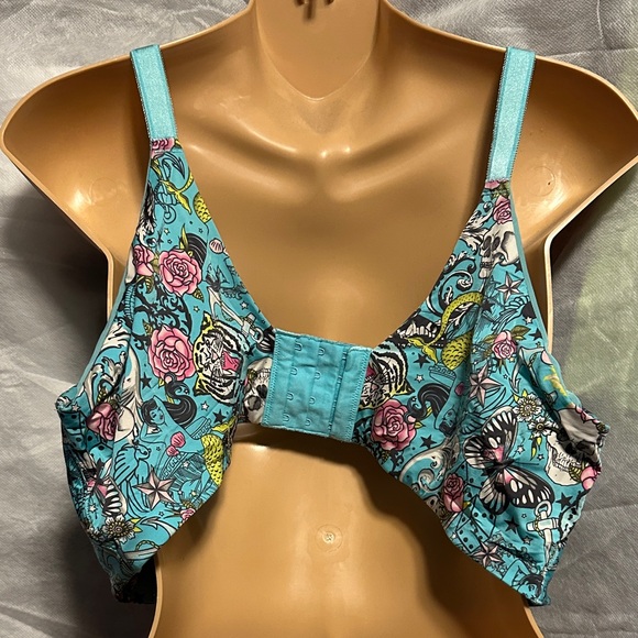 Vibrant Teal Patterned Bra - Picture 3 of 5